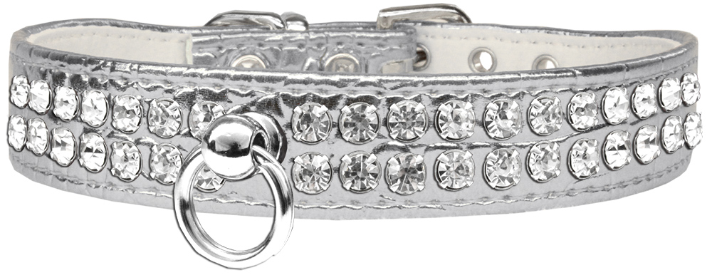 Style #72 Rhinestone Designer Croc Dog Collar Silver Size 18
